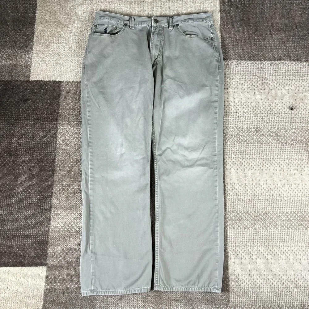 Polo Ralph‎ Lauren 650 Pants Men 35X30 Army Green Straight Chino VTG 100% Cotton